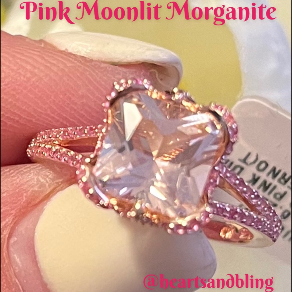 💎FINE💎Pink Moonlit Morganite Ring 6.22TCW 18KT Rose Gold Sterling Silver